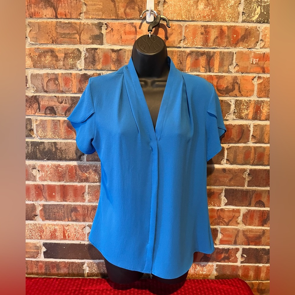 Calvin Klein Teal Blue Short Sleeve Blouse